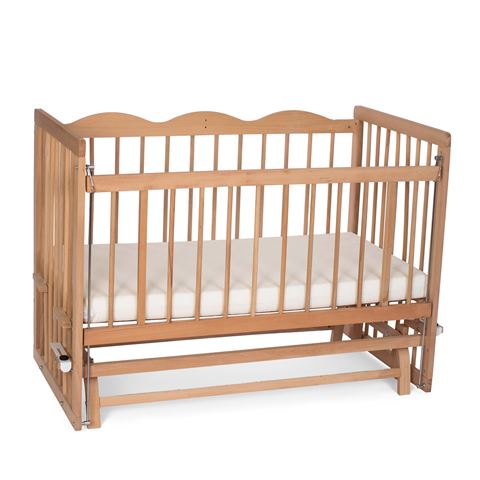 Bamgidoo Asya Ahşap Organik 60x120 Anne Yanı 5 Kademeli Beşik - Krem Nakışlı (Yazısız) Uyku Seti & Soft Ortapedik Yatak