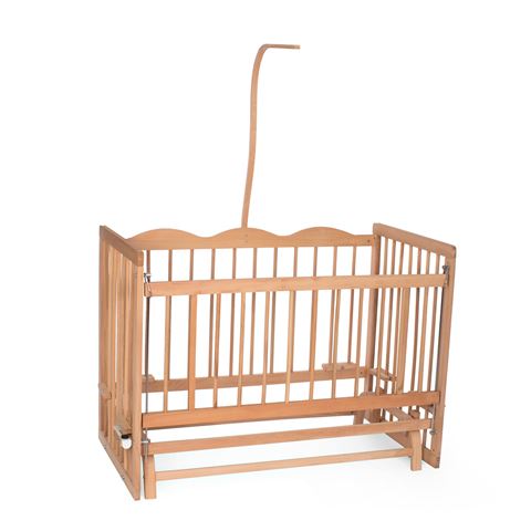 Bamgidoo Asya Ahşap Organik 60x120 Anne Yanı 5 Kademeli Beşik - Krem Nakışlı (Yazısız) Uyku Seti & Soft Ortapedik Yatak