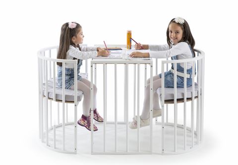 Bamgidoo Play Ceviz Ahşap Bebekle Büyüyen Anne Yanı Beşik 6 + 1 Mavi Yıldızlı Uyku Seti + Soft Ortapedik yatak