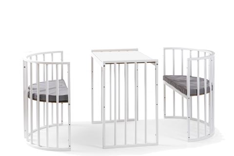 Bamgidoo Play Ceviz Ahşap Bebekle Büyüyen Anne Yanı Beşik 6 + 1 Mavi Yıldızlı Uyku Seti + Soft Ortapedik yatak