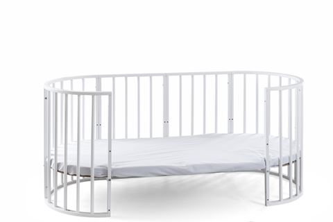 Bamgidoo Play Ceviz Ahşap Bebekle Büyüyen Anne Yanı Beşik 6 + 1 Mavi Yıldızlı Uyku Seti + Soft Ortapedik yatak