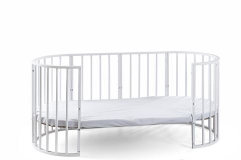 Bamgidoo Play Doğal Ahşap Bebekle Büyüyen Anne Yanı Beşik 6 + 1 Mavi Yıldızlı Uyku Seti + Soft Ortapedik yatak