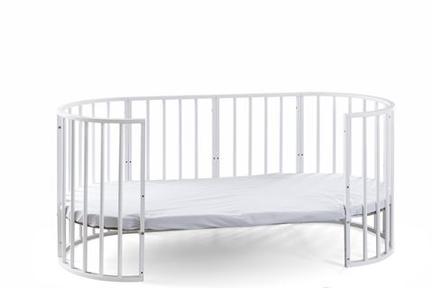 Bamgidoo Play Beyaz Ahşap Bebekle Büyüyen Anne Yanı Beşik 6 + 1 Sarı Yıldızlı Uyku Seti + Soft Ortapedik yatak